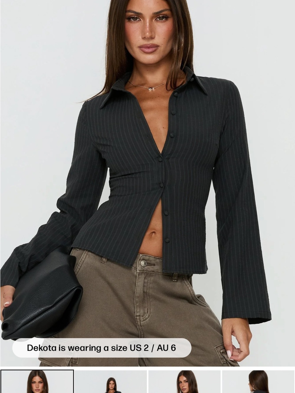 PRINCESS POLLY ANNI PINSTRIPE SHIRT